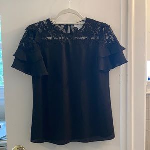 Carmen Marc Valvon Black Lace Top Blouse XS